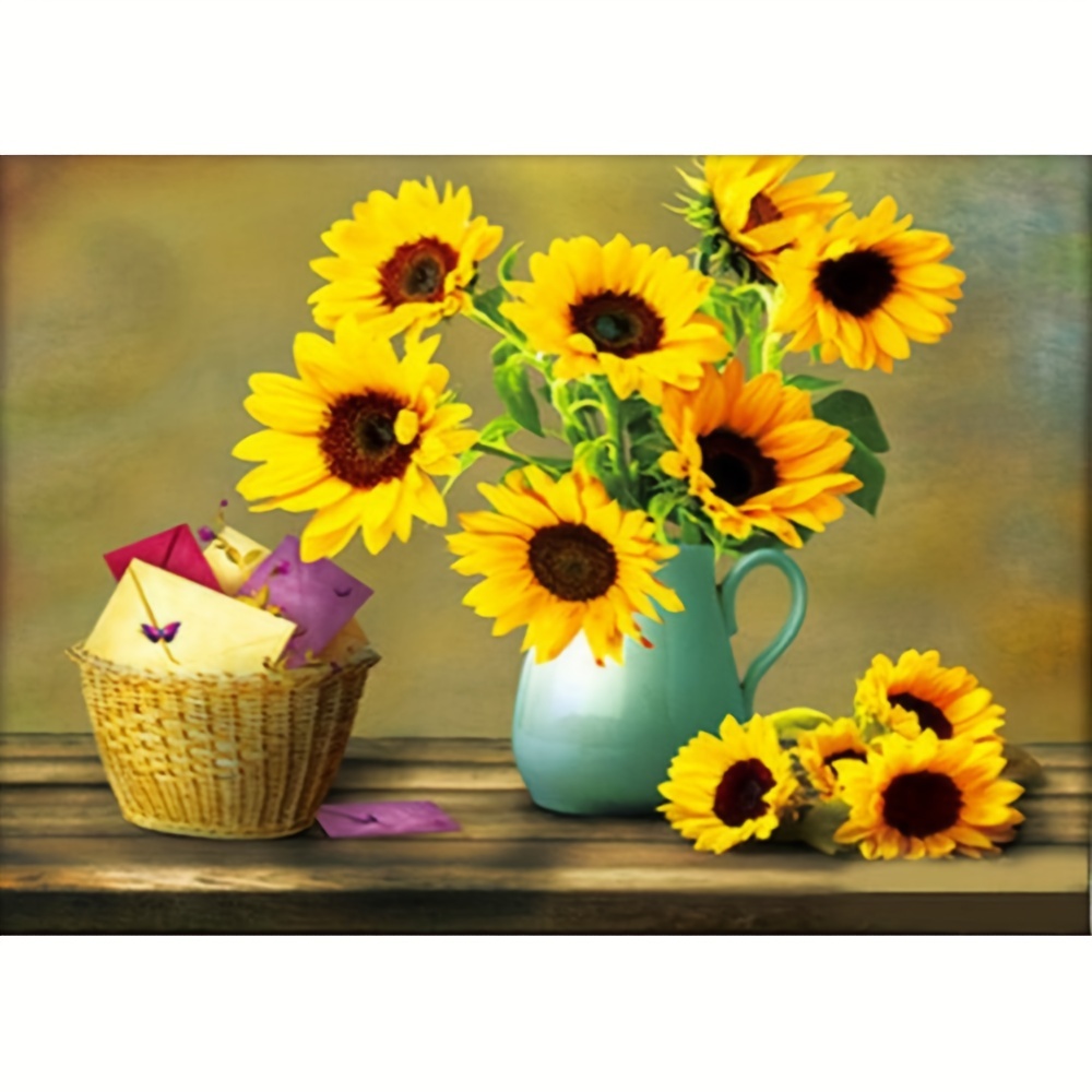 1set Paquete Materiales Diy Girasol Kit Punto Cruz - Temu Chile