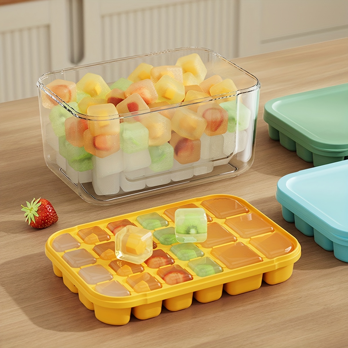 Ice Cube Trays With Lids, Silicone Ice Cube Molds, Flexible 24