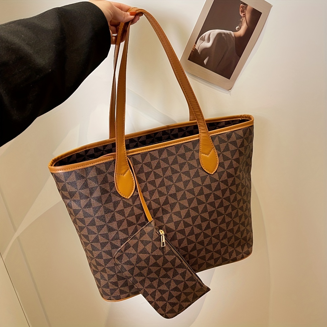 Large Capacity Patterned Tote Bag With Coin Purse