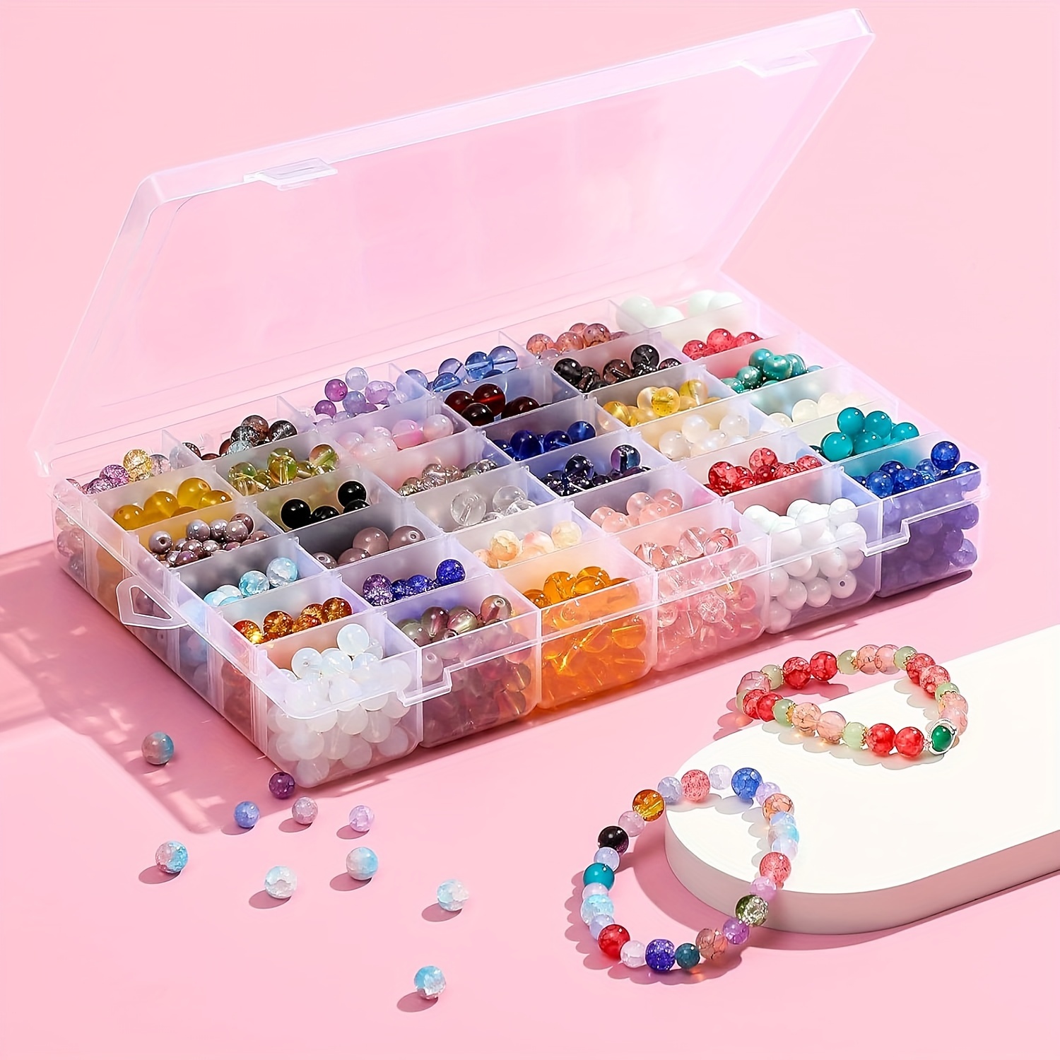 Adjustable Transparent Storage Box For Jewelry Rings Beads - Temu