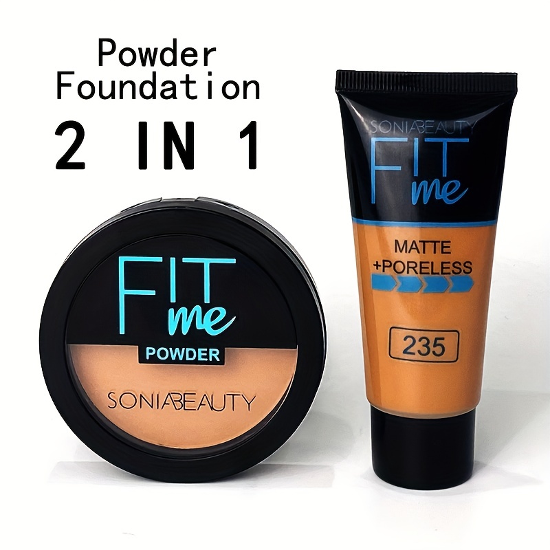 2 in 1 Liquid Foundation & Concealer Powder for Dark Skin