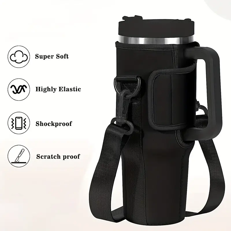 Insulated Fabric Cup Sleeve, Universal Protective Water Bottle Sleeve For  Car Tumbler Cup,outdoor Sports Water Bottle Holder With Adjustable Shoulder  Strap For Hiking, Travelling, Camping, And Driving - Temu