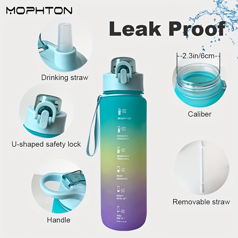 Leakproof Gradient Water Bottles Lockable Lid For Outdoor - Temu