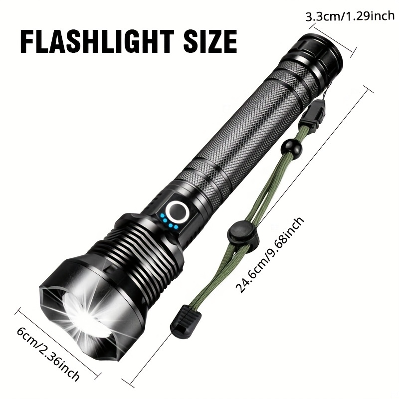 Lampe Torche Led Ultra Puissante 15000 Lumens Tactique Flashlight IP67  Rechargeable XHP70 - Lampes (11013303)