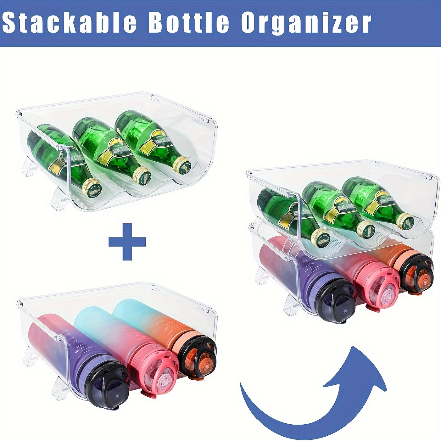 Seolmae Water Bottle Organizer, Stackable Cup Organizer for Cabinet, Water  Bottle Holders Countertop, Pantry and Fridge, Free-Standing Tumbler Kitchen  Storage Holder for Wine and Drink Bottles 