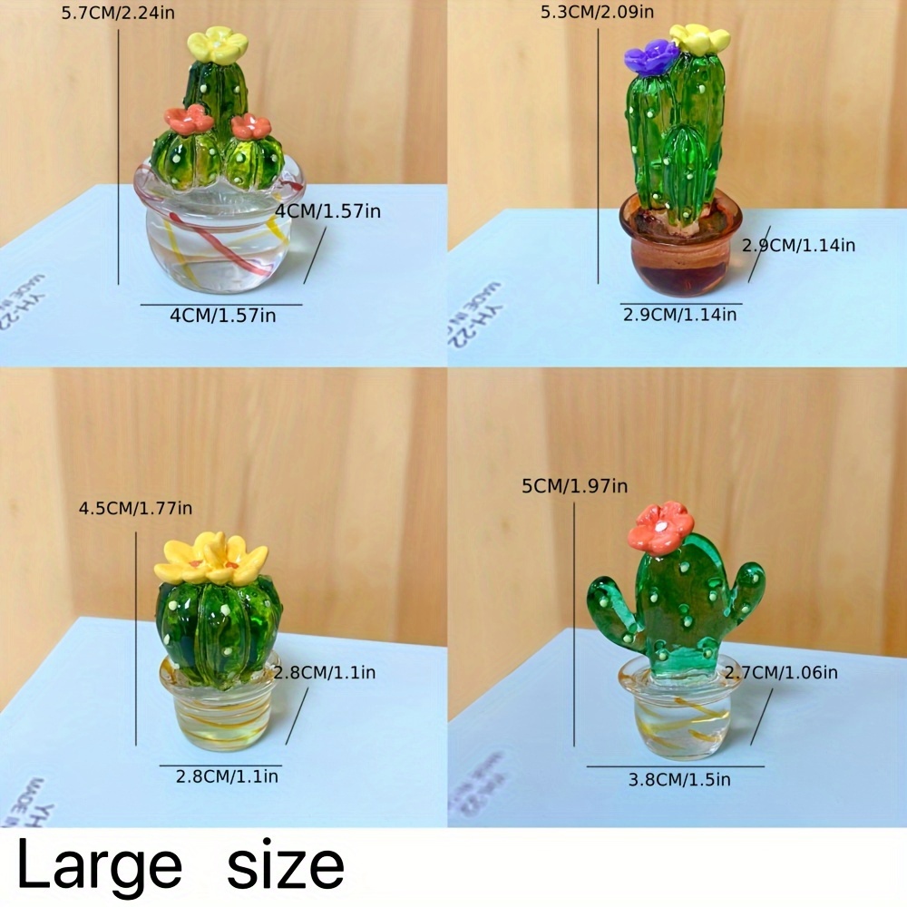 Décoration Cactus pour tableau de bord de voiture, 4 pièces, Mini