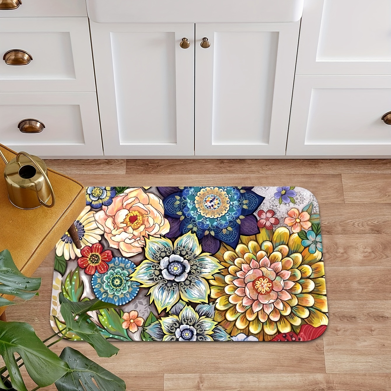 Flowers Meaty Kitchen Rug Flowers And Plants Kitchen Floor Mats