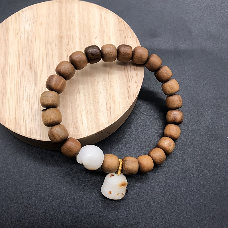 Green Sandalwood Beads Blue Eye Cat Bracelet Men - Temu