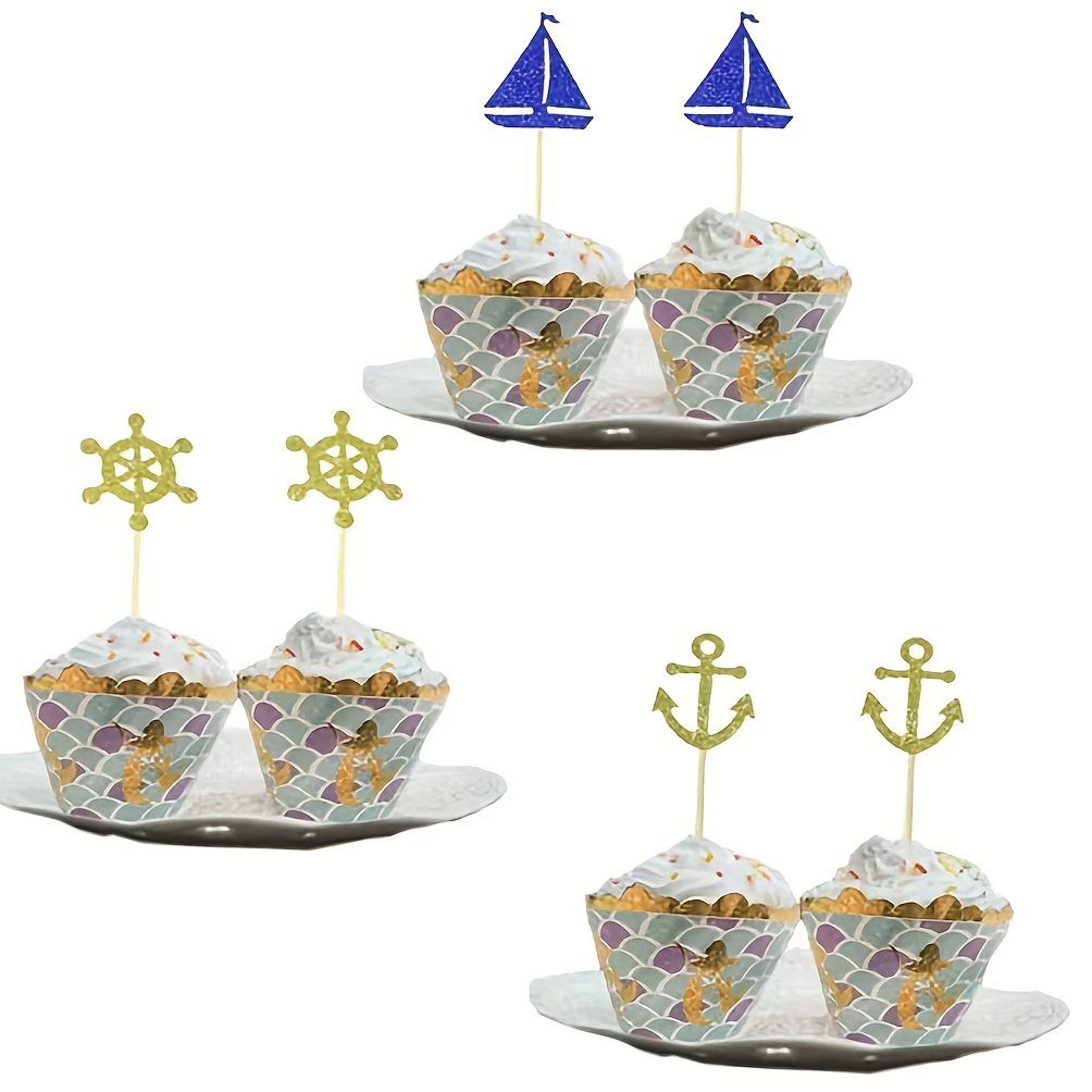 27pcs, Nautical Theme Glitter Cupcake Topper Cupcake Toppers Food Fruit  Picks For Decoration Party Favors Party Decor Supplies, Shop The Latest  Trends