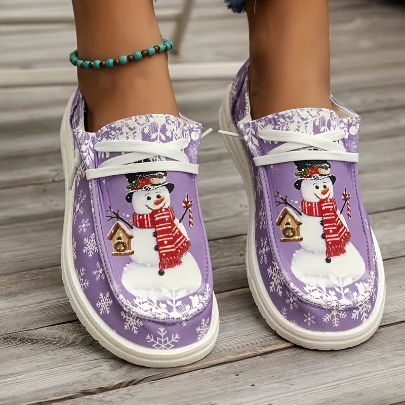 Women's Fashion Christmas Skate Shoes Snowmen Snowflakes - Temu