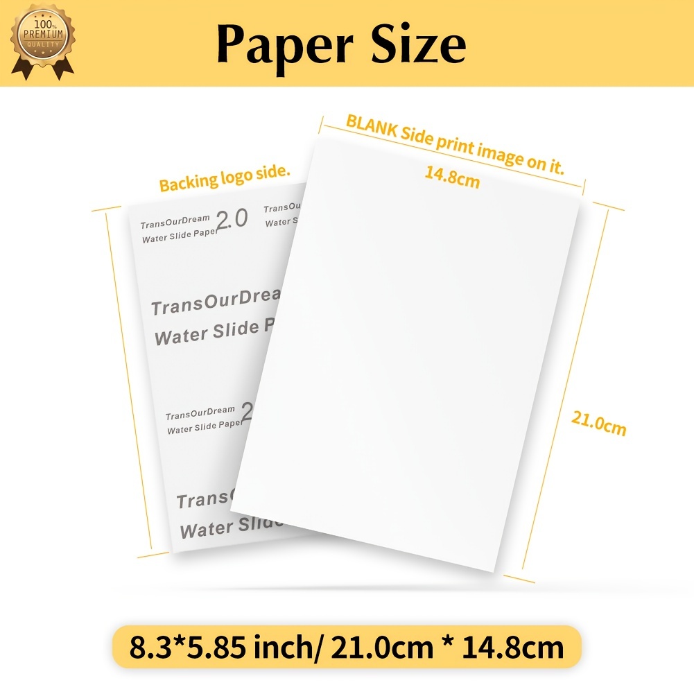 20 Sheets Waterslide Decal Paper INKJET CLEAR,8.5X11 Inch Water Slide  Transfer Paper Transparent Printable for  Tumblers,Ceramics,Plastics,Glasses,DIY : : Office Products