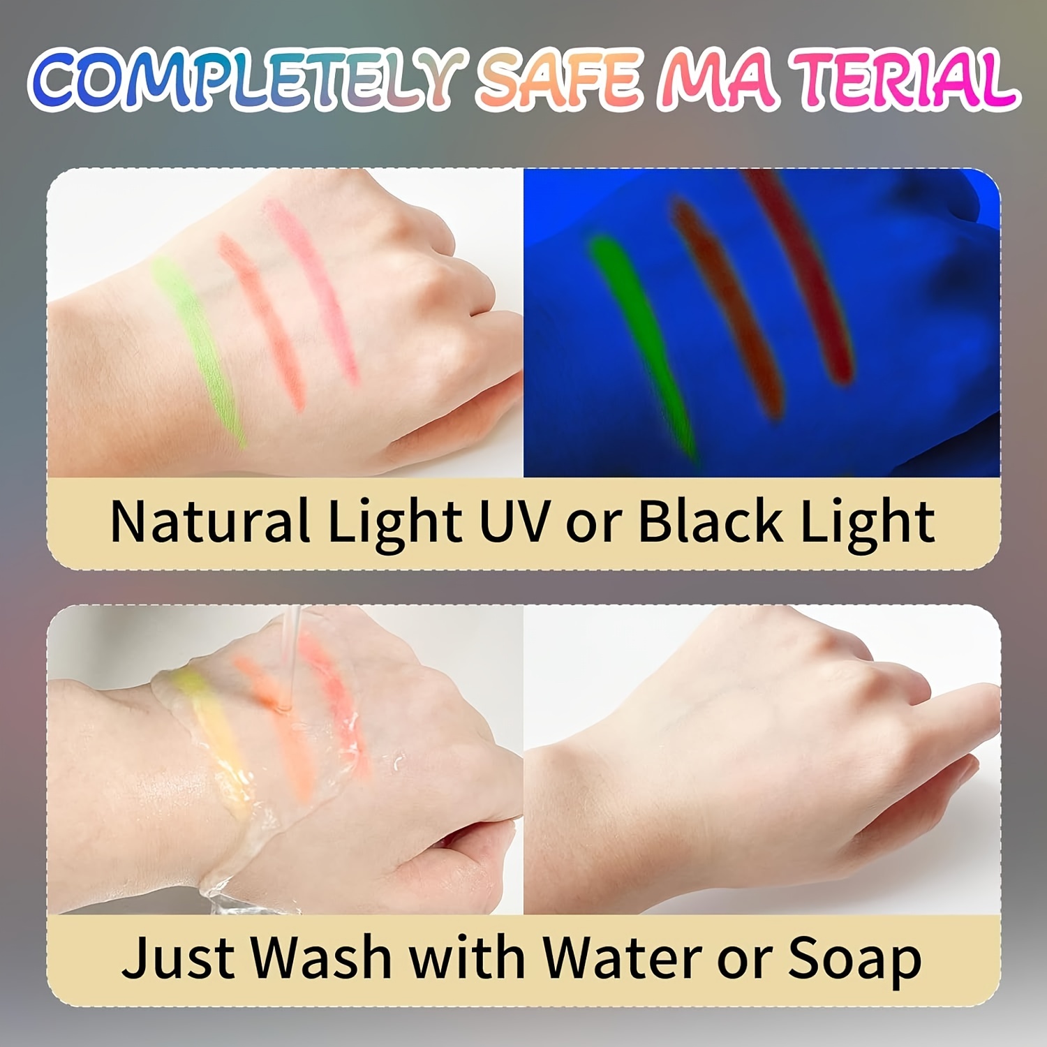 12 Pcs Bright UV Blacklight Glow Face Paint Neon Makeup Fluorescent  Luminous Face Paint Kit , Water Reactive Face Paint Crayons Safe Body  Painting For