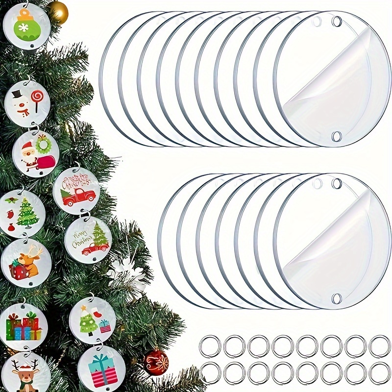 200pcs/set Acrylic Round Pendant Ornaments Blank With Rings Acrylic  Keychain Blank Transparent Blank With Hole For Vinyl Acrylic Circles Clear  Disc Or