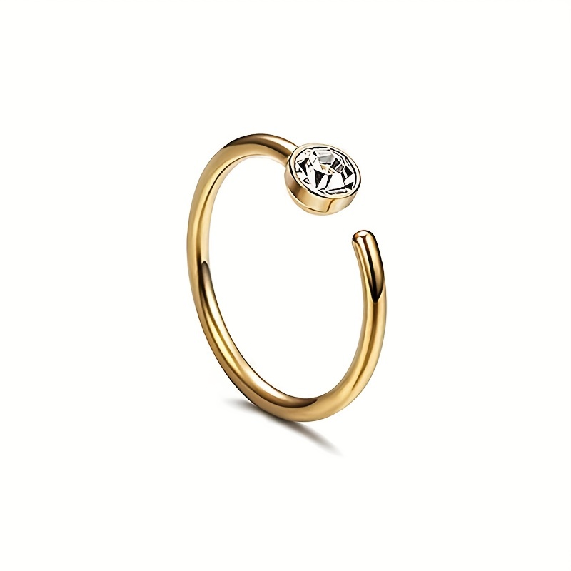 5pcs Hoop Nose Ring Set, Zircon Style Stainless Steel Jewelry