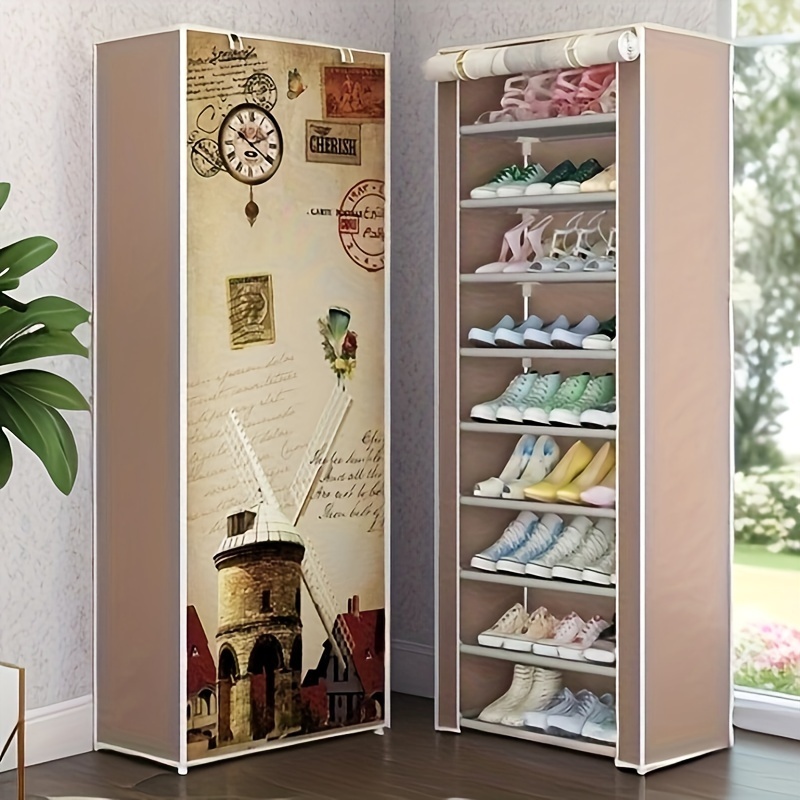  DRWIJ Zapatero de tela para ahorrar espacio, organizador de  zapatos pequeño, gabinete con acabado de habitación, estantes de montaje  simple para almacenamiento de zapatos (color rojo, 4L) : Hogar y Cocina
