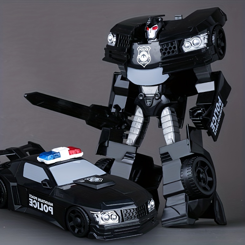 Deformation Toy Black Police Car Car Robot Hand Do Model Male Toy Gift Gift  Ornament Collection Toy Educational