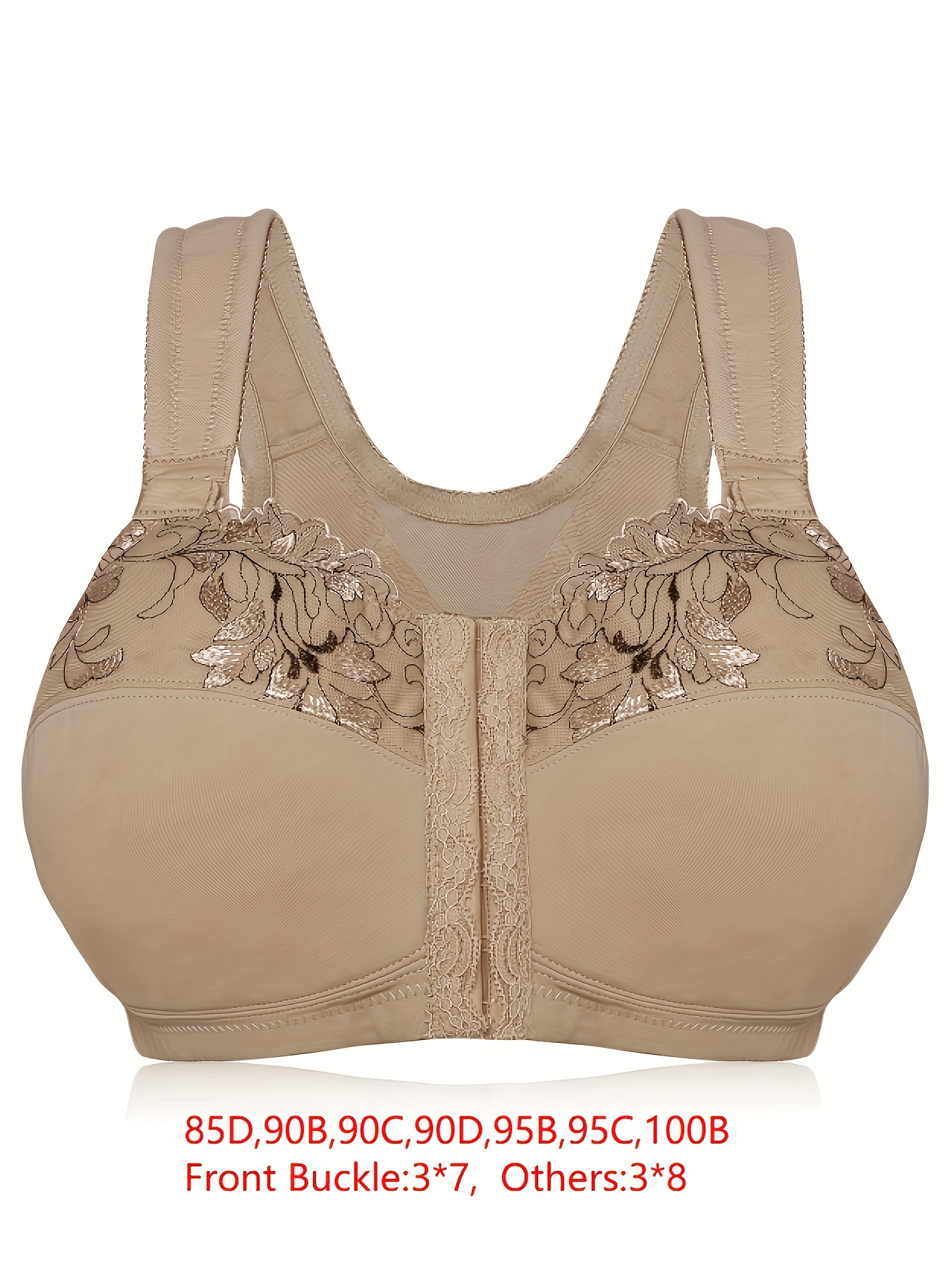 Women's Plus Size Front Closure Bra Support Underwire Full Coverage  Everyday Bra for 38D-46DDD Cup - beige, size: 85d : : Fashion