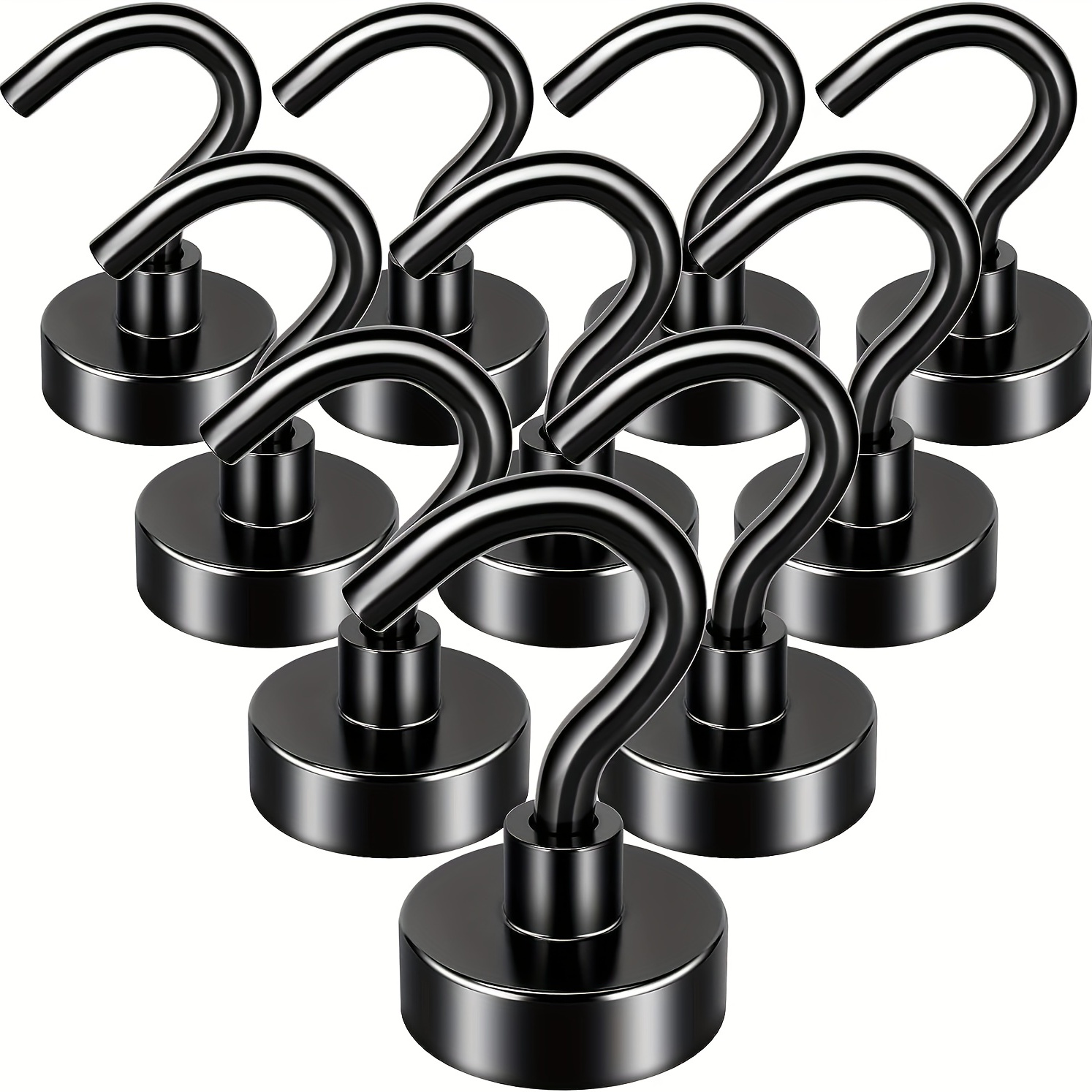 

10pcs Black Magnetic Hook, 25 Lb Neodymium Magnet Hook For Hanging, Strong Magnetic Hook Magnet With Hook, Suitable For Home, Kitchen, Office, Warehouse