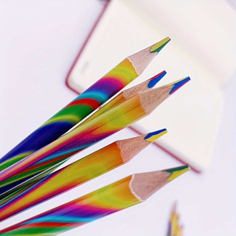 144pcs Rainbow Color Pencils For Kids Colorful Wood Pencils Round