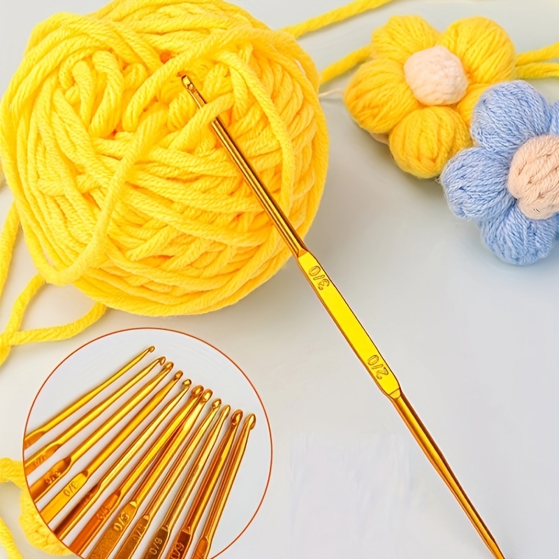 12pcs Metal Handle Crochet Hooks Knitting Aluminum Needles Set