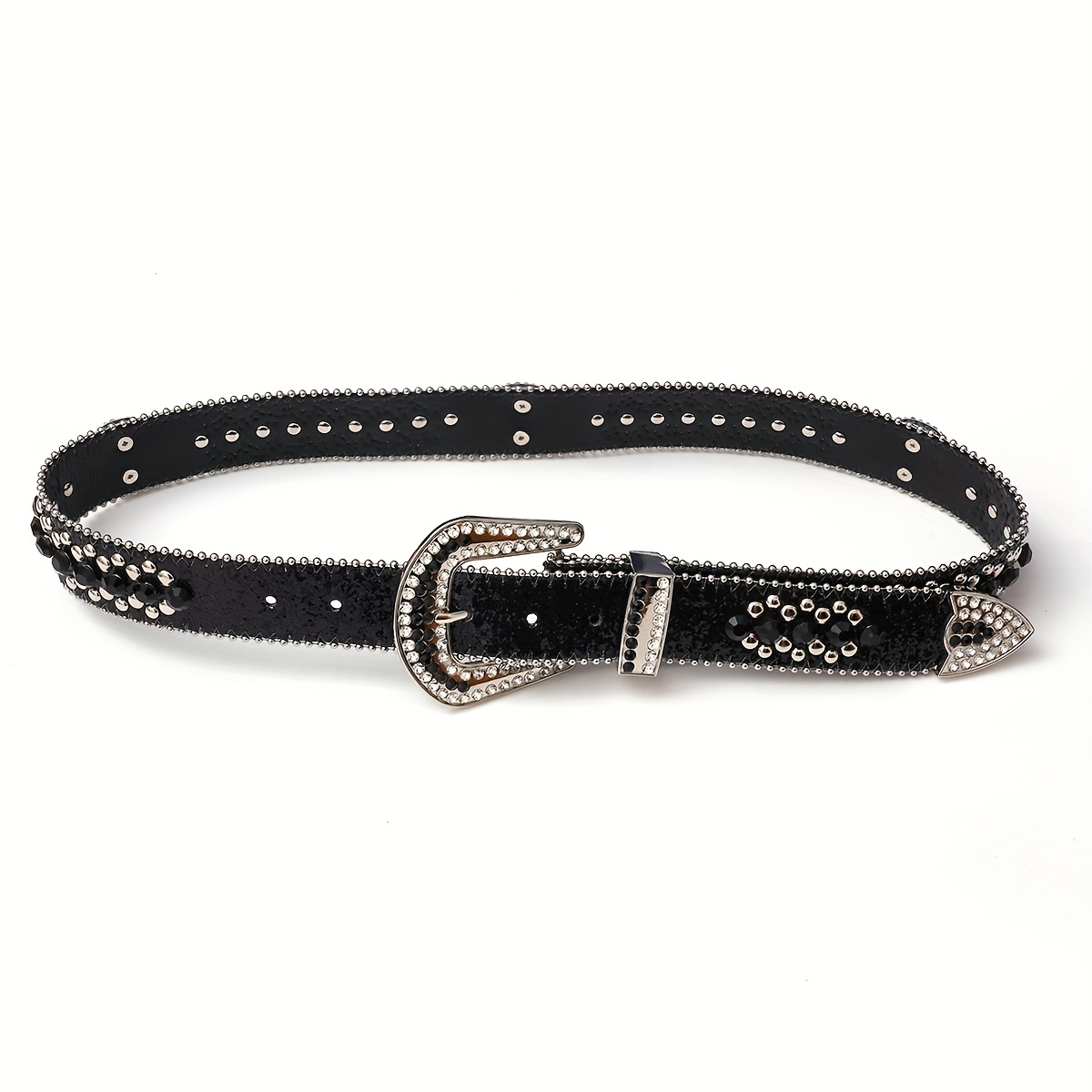 Y2K Rhinestone Belt Black