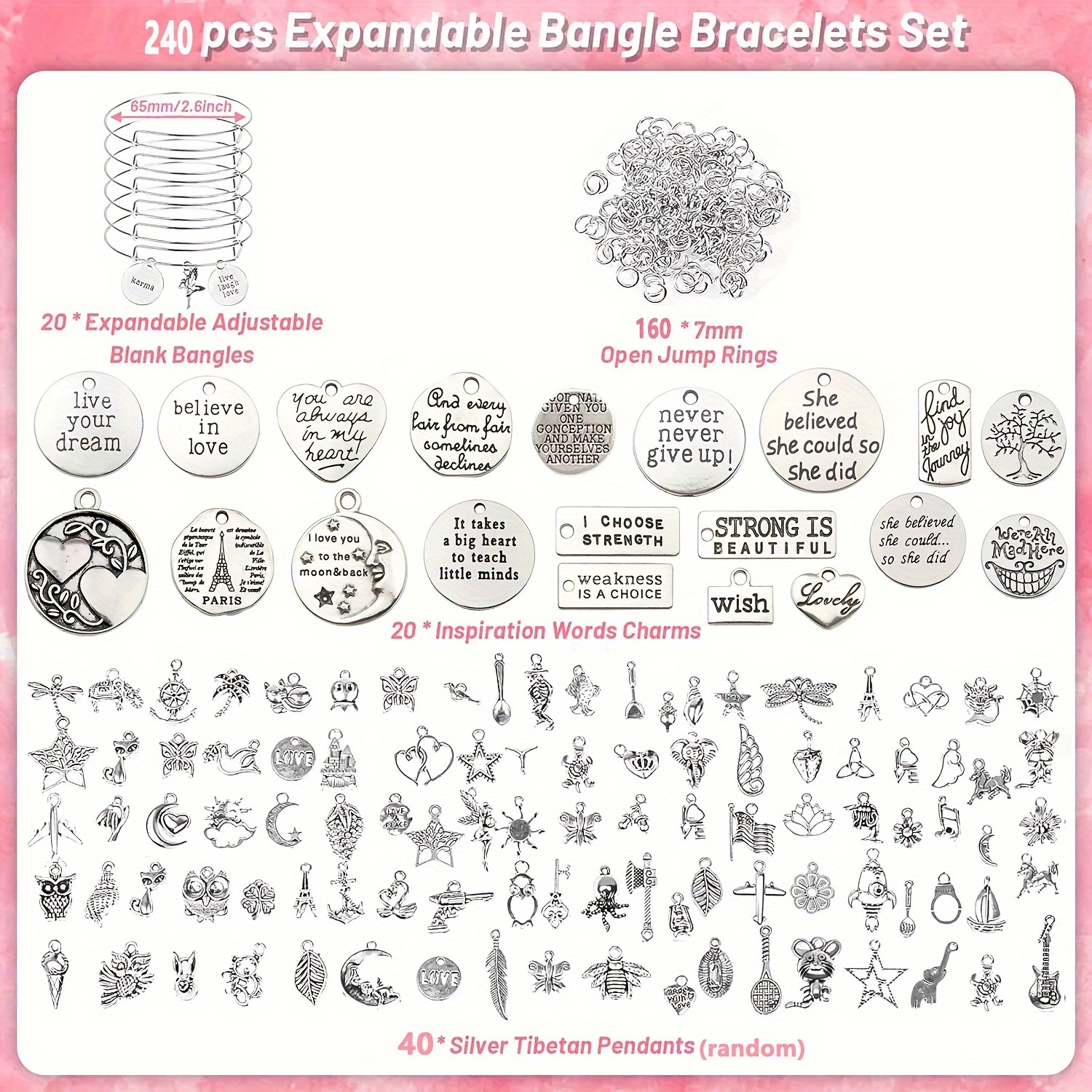 240/120pcs Bracelet Making Kit, Expandable Bracelet With Adjustable Metal  Wire Blank Bracelet, Inspirational Letter Pendant, Jewelry, Diy Craft Girl  Jewelry Loose Bracelet, Shop The Latest Trends