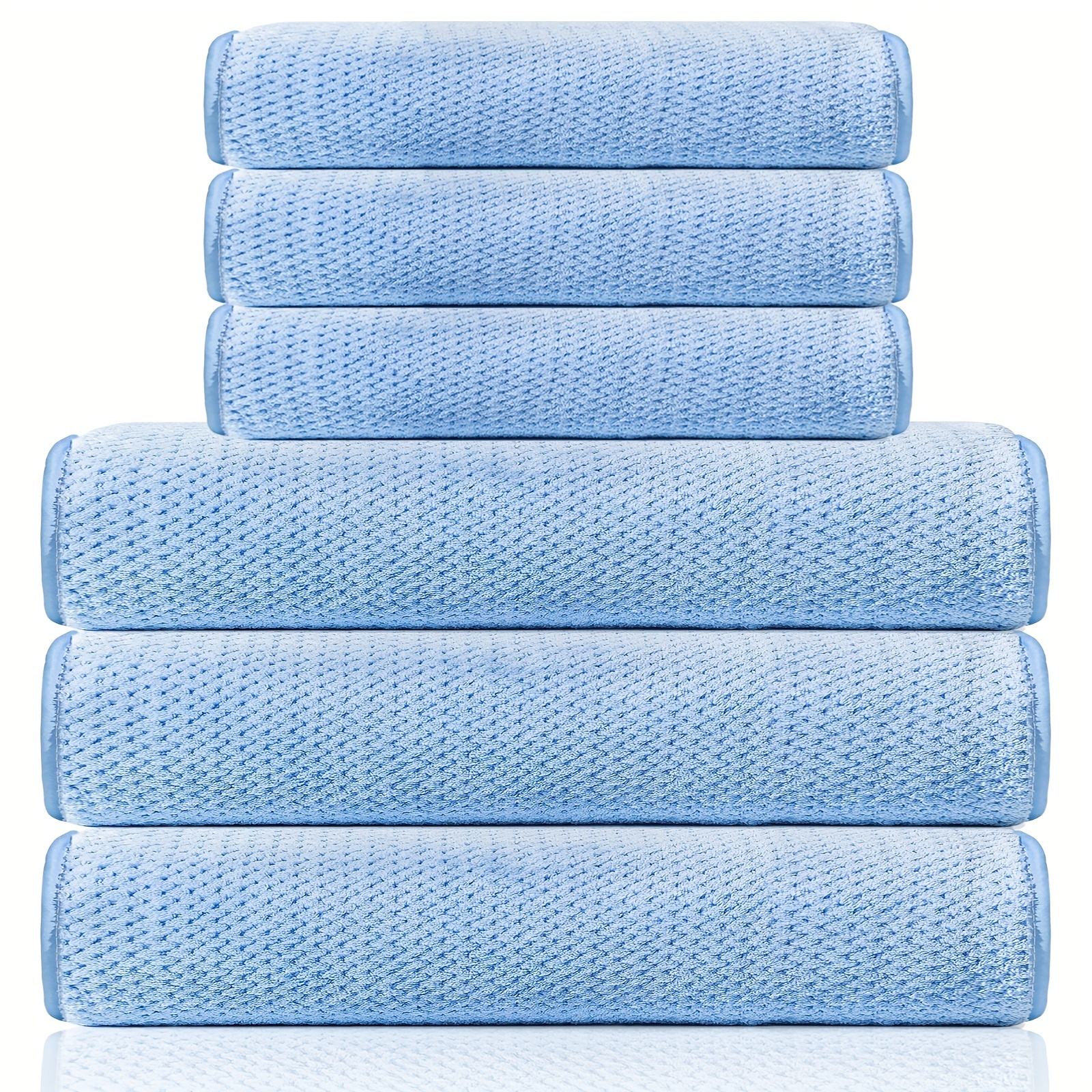 6pcs Super Soft Ultra Thin Fiber Bath Towel Set Including 2 Bath