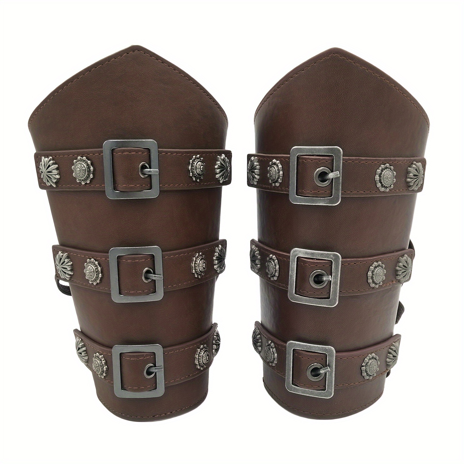 Medieval Pu Leather Buckle Arm Bracers Knight Larp Retro