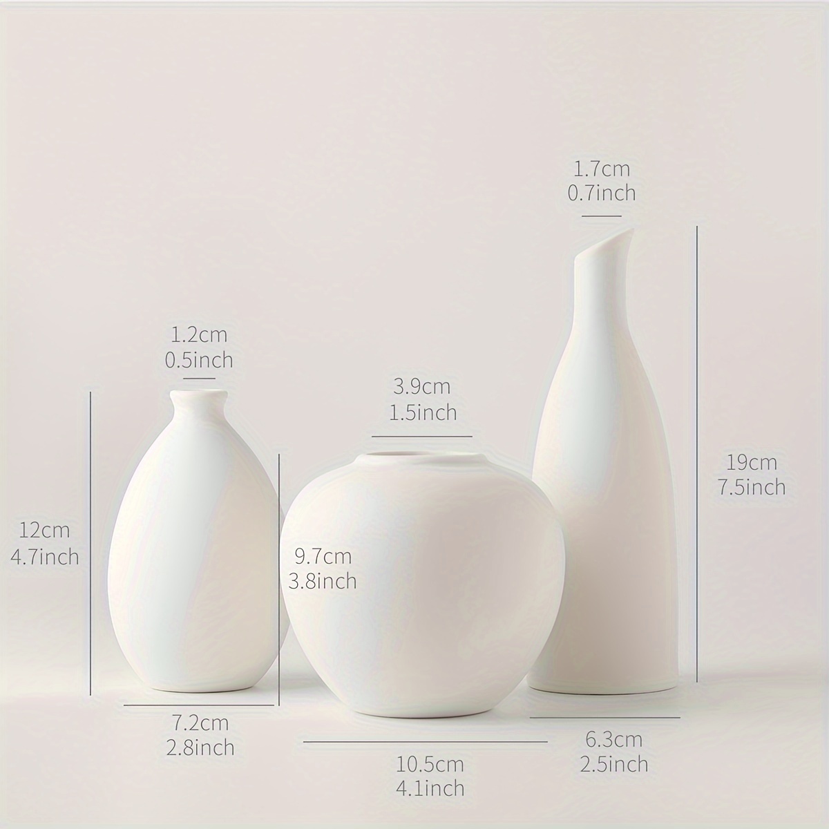 Set Of 3 Ceramic Vases