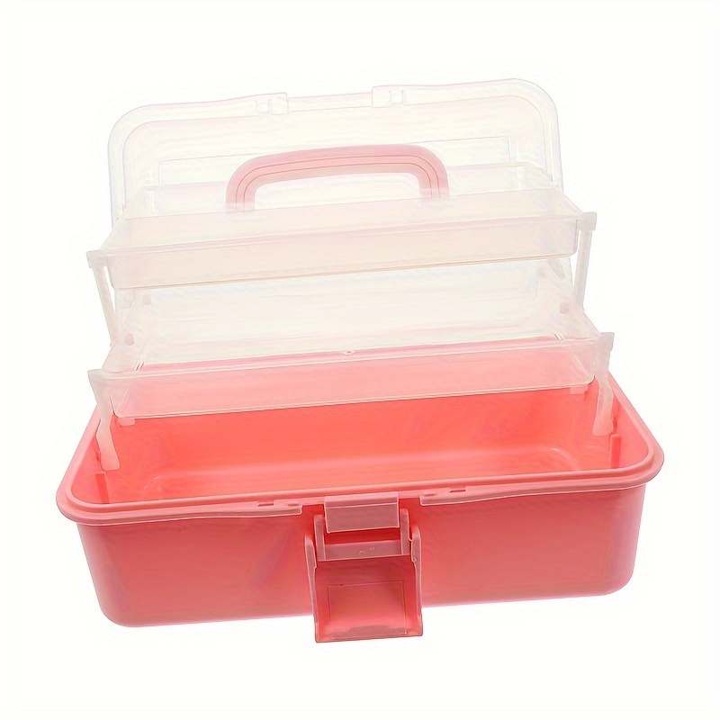 Three Layer Multipurpose Portable Storage Box,Organizer Folding Tool Box/Art  & Craft Case/Sewing Supplies Organizer/Medicine Box