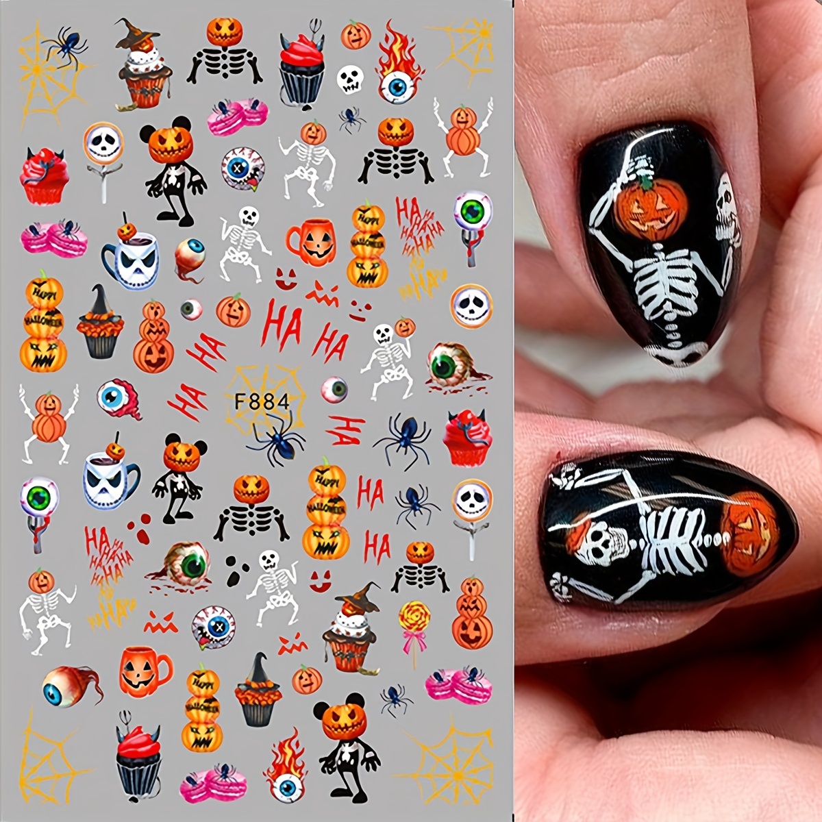 Halloween Nail Water Transfer Stickers,pumpkin Bat Ghost Spider Web Design  Nail Art Decals For Diy Or Nail Salons,self Adhesive Nail Art Supplies For  Women And Girls - Temu