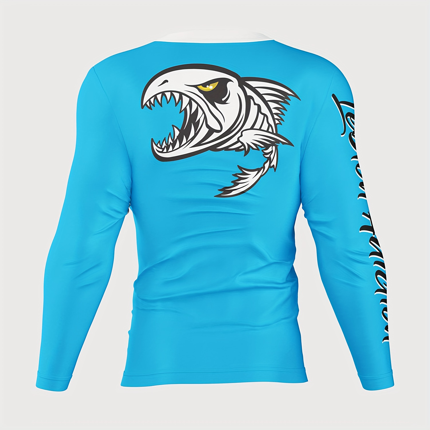 Raphce Fishing Pattern Print Men's Fishbone Pattern Design Long Sleeve T-Shirt Spring, Summer And Autumn Casual And Comfortable Motorcycle Men's Top
