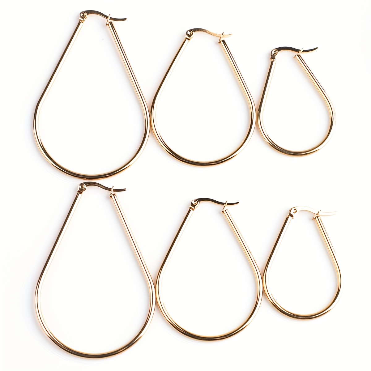 

3 Pairs Of Hypoallergenic Golden Stainless Steel Water Drop Earrings - Perfect Gift For Women & Girls!