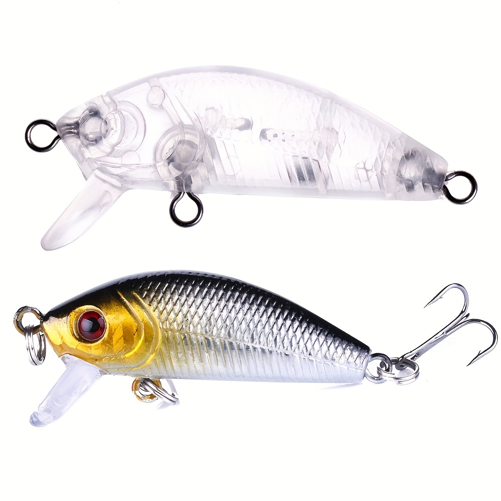 10pcs 1.97inch/0.1oz Artificial Fishing Lure, Transparent * Bait, Blank  Unpainted Plastic Hard Bait, Fishing Lure For Freshwater