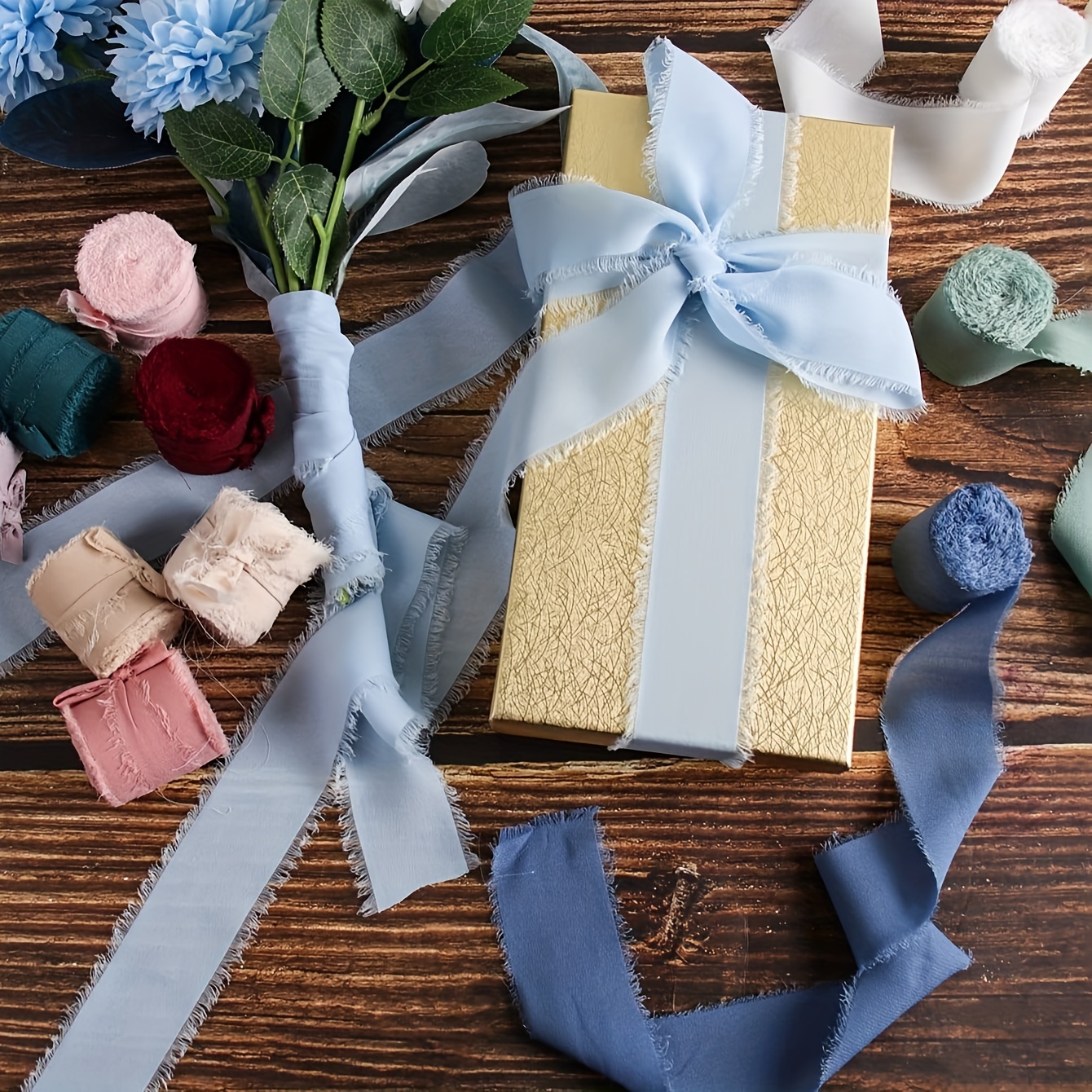 1 Roll Handmade Ribbon Frayed Edge Chiffon Ribbon Holiday Valentine Wedding  Engagement Birthday Bouquets Gift Wrapping Ribbon 