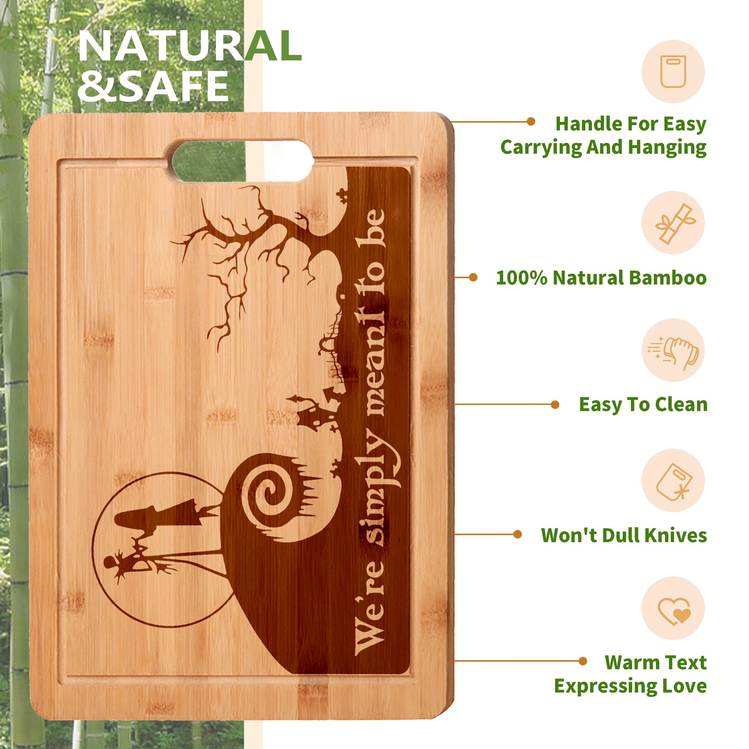 Cutting Board, Nightmare Bamboo Cutting Board, Wood Food Serving Tray,  Funny Nightmare Before Christmas Kitchen Decor For Birthday Halloween Xmas  Gift Housewarming Present, We're Simply Meant To Be Wooden Sign, Kitchen  Tool,back