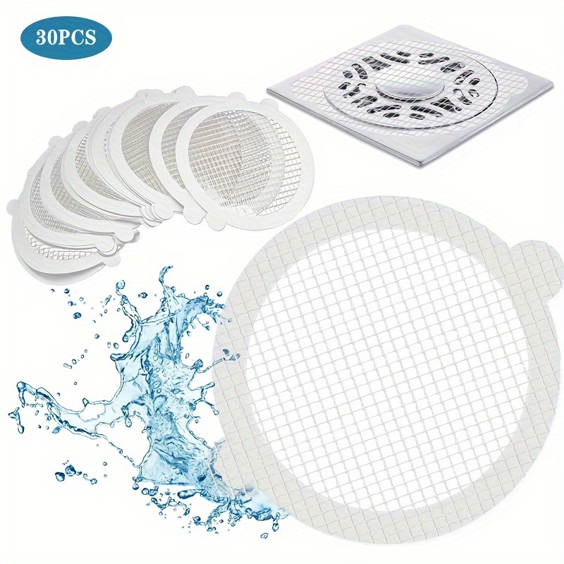 Disposable Shower Drain Hair Catcher Mesh Stickers, Bathroom Drain Hair  Catcher/Bathtub Drain Cover/Flat Shower Drain Screen Cover - Dog Hair  Catcher for Shower to Catch Hair (30) 
