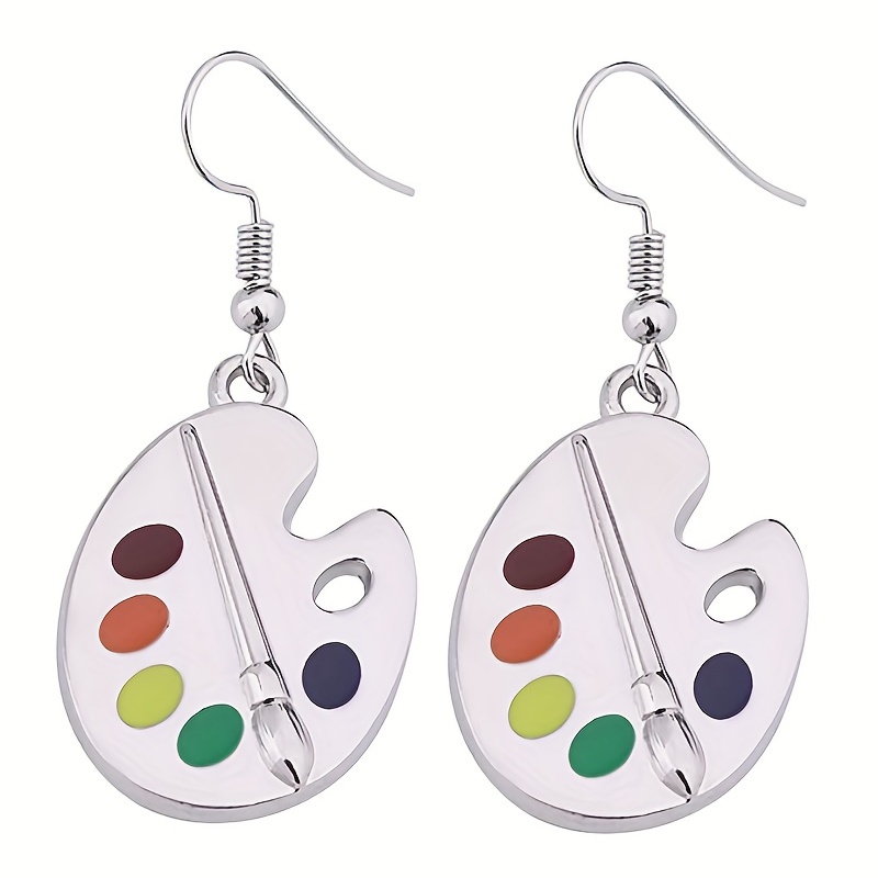 Mini Paint & Brush Earrings Functional Watercolor Paint Palette Earrings  for Women 90's Water Color Artist Gift Palette Accessor - AliExpress
