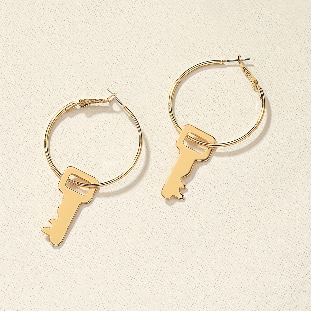 14k Gold Lock & Key Earrings