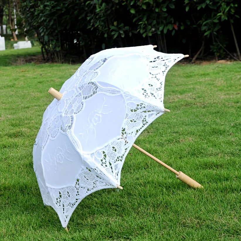 Paraguas de encaje blanco, sombrilla de encaje de boda, paraguas bordado de  flores románticas para novia, accesorio de disfraz de dama, paraguas de