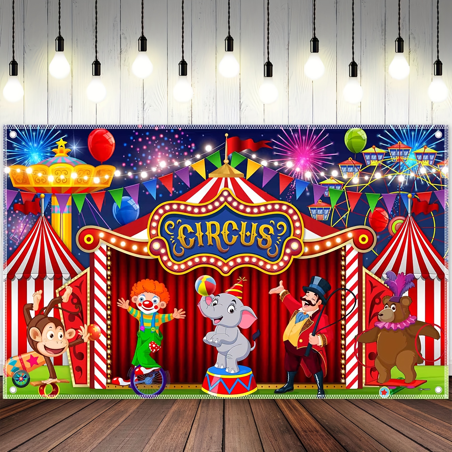 Decoración de fiesta de carnaval de circo, incluye kit de globos de confeti  de circo, telón de fondo de fotografía de carnaval, manteles de fiesta de