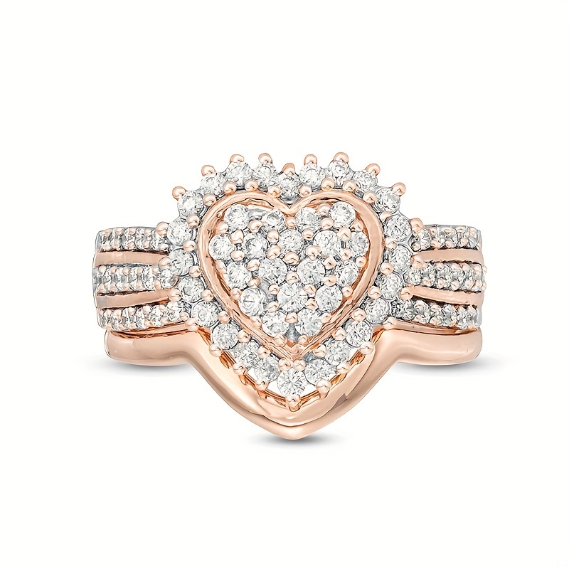 Men's Stainless Steel Rhinestone Heart Ring