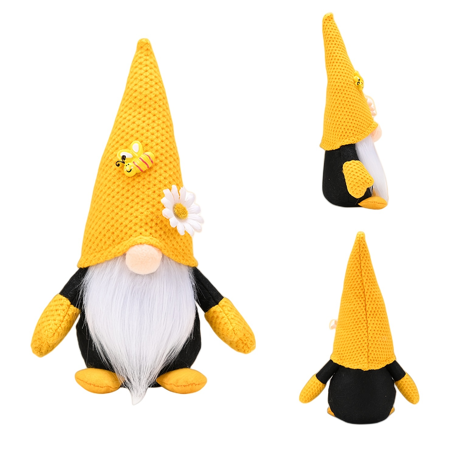 Aimik Bumble Bee Gnome Plush Decoration, Spring Sunflower Gnome Cute Faceless Doll Scandinavian Tomte Nisse Swedish Honey Bee Elf Bee Festival Home