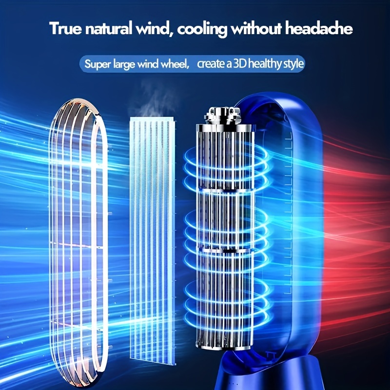 1pc desktop tower fan 2023 new arrival home office use desk electric fan   cooling usb wireless rechargeable tower fan led display 5   summer essential back to school supplies details 4