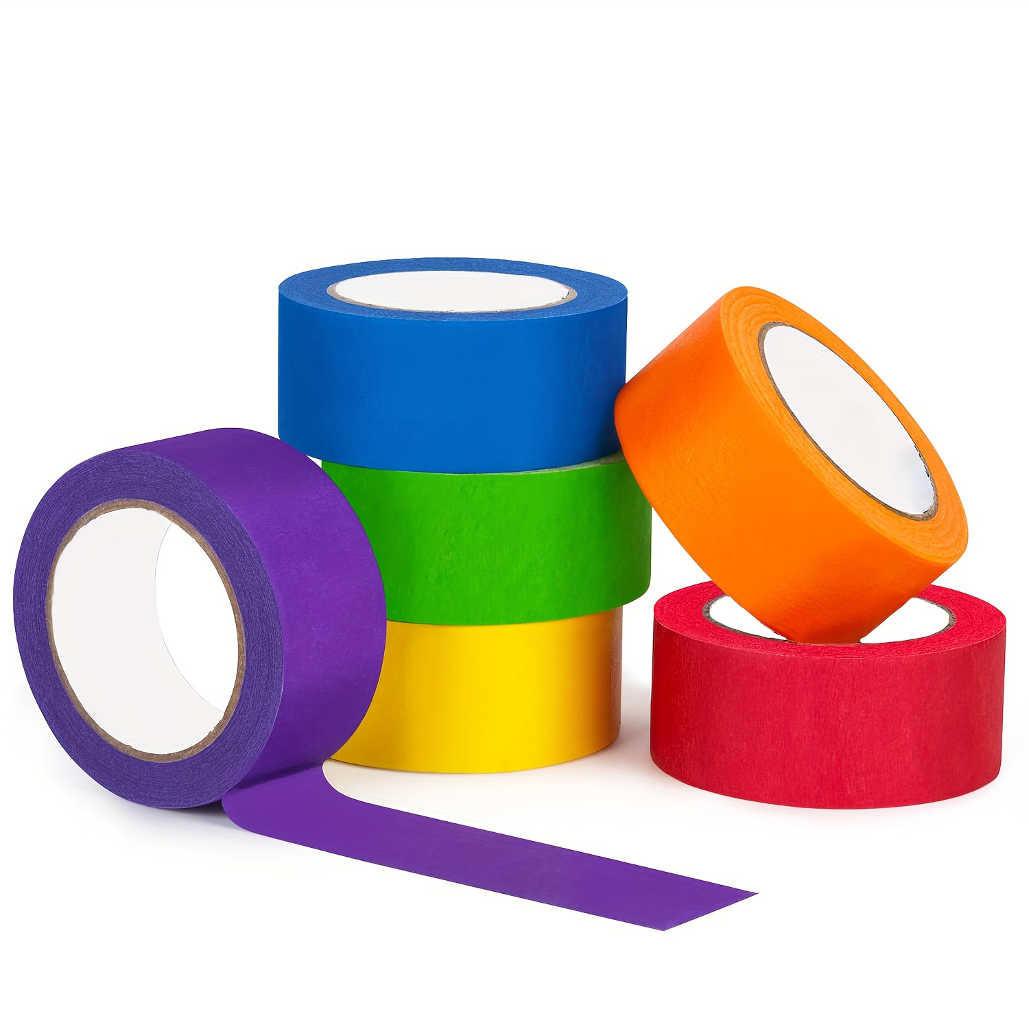 

6 Rolls Colored Masking Tape, Vitality Rainbow Colored Painter Tape Suitable For Arts And Crafts