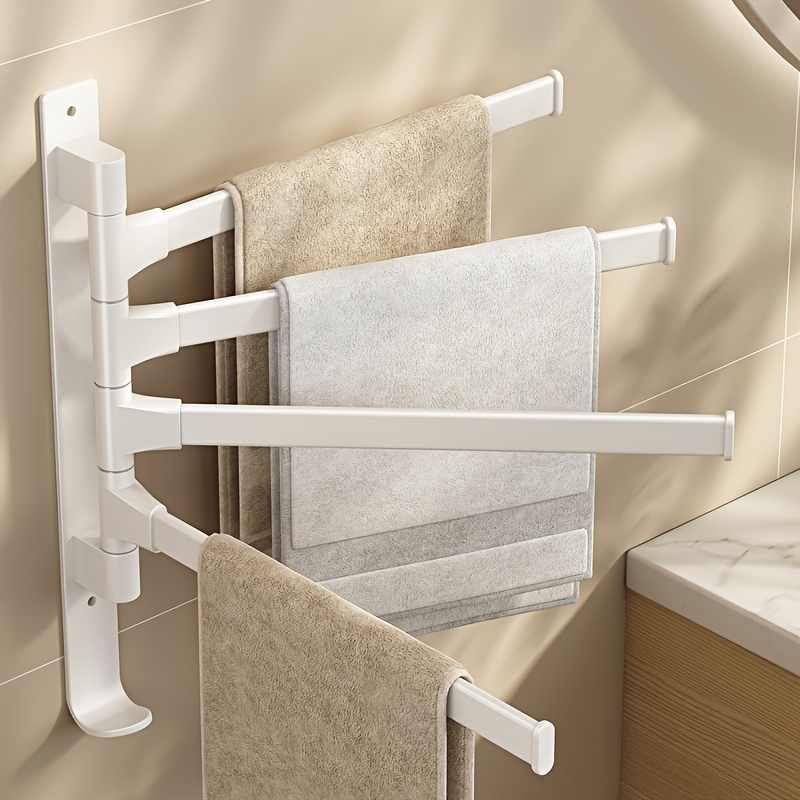 Rotatable Three Rod Towel Rack, Wall Mounted Towel Holder, Towel Drying Rack,  Bathroom Multi-functional Towel Bar, Bathroom Accessories - Temu