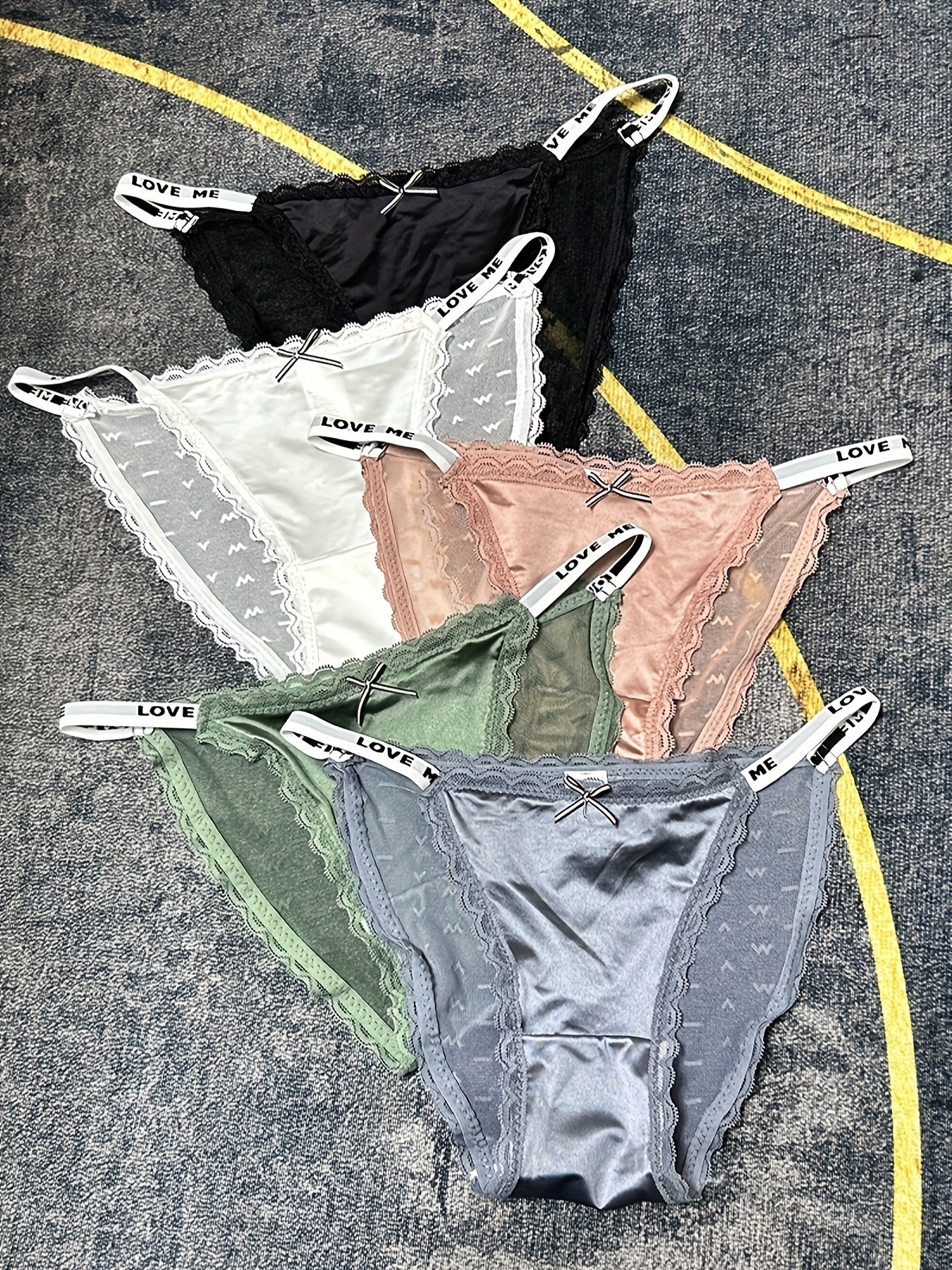 Colorblock Letter Tape Thongs Intimates Panties Women's Sexy - Temu