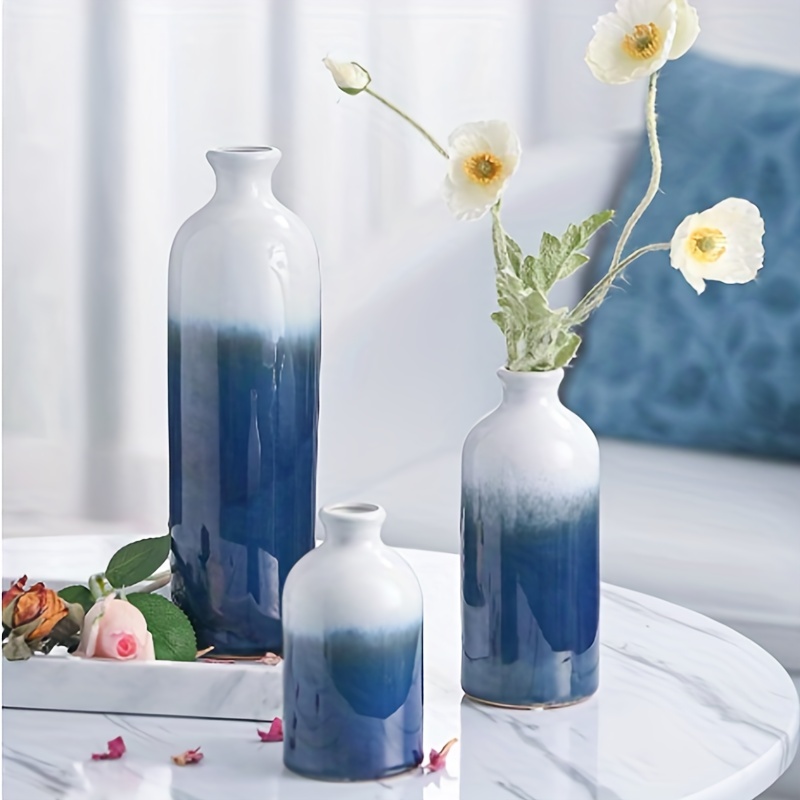 Ceramic Vase Set of 3 Flower Vases for Home Decor, Modern White