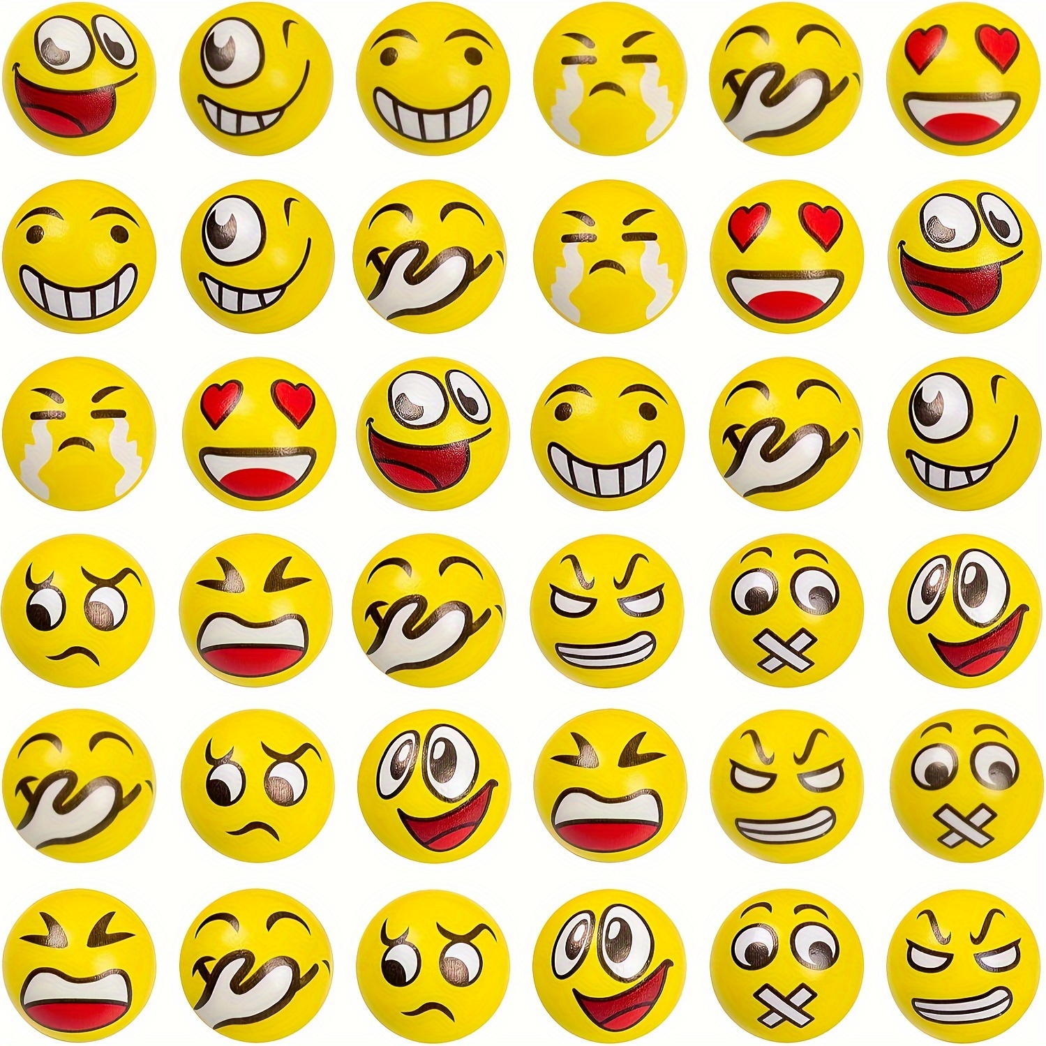12Pcs/Pack Funny Emoji Faces Squeeze Ball Anti Stress Hand Wrist