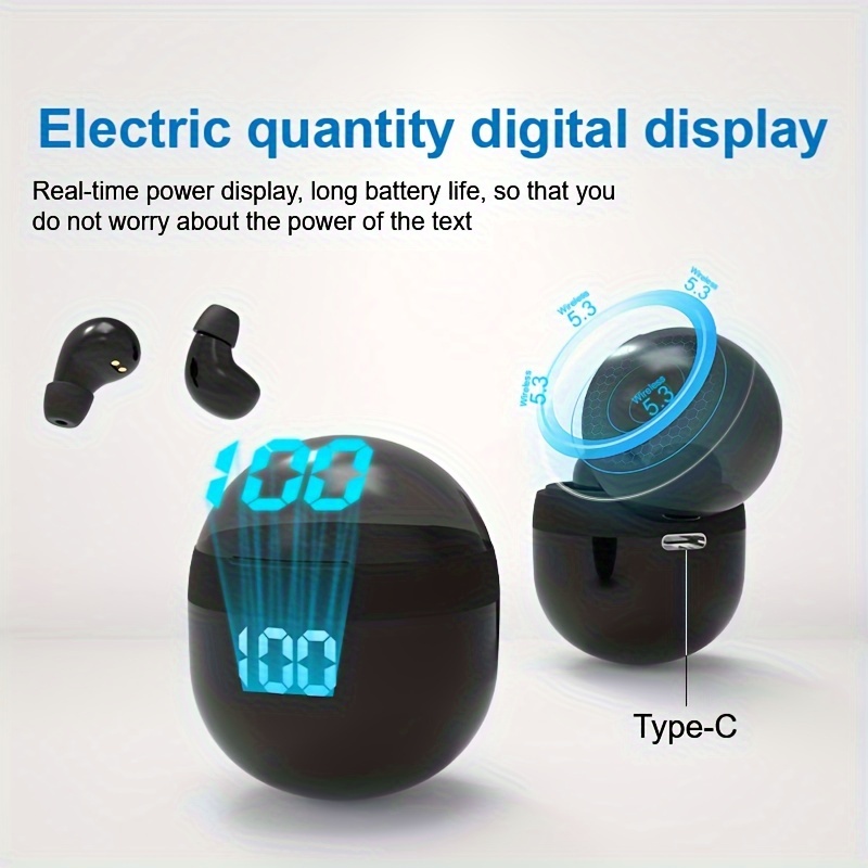 Auriculares invisibles con Bluetooth 5,3, audífonos internos inalámbricos  con micrófono, reducción de ruido, graves pesados para teléfono inteligente  - AliExpress